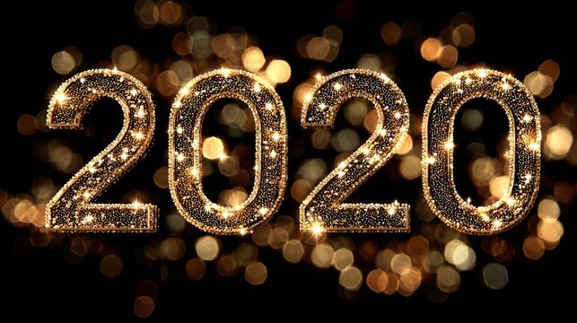 Celebrate 2020 with dazzling golden sparkle for New Year's Eve promotions and festive event invitations bringing joy and anticipation