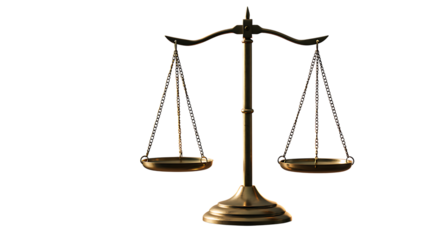 Golden scales of justice concept for legal fairness and balance