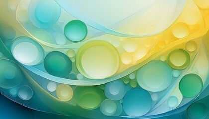 abstract background with translucent circles of varying shades of blue green and yellow