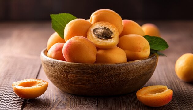 fresh apricots wooden rustic bowl healthy summer