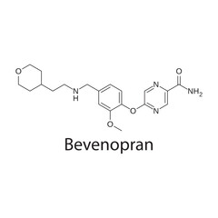 Bevenopran molecular structure, peripherally acting μ-opioid receptor antagonist drug, clean scientific vector diagram, skeletal chemical formula