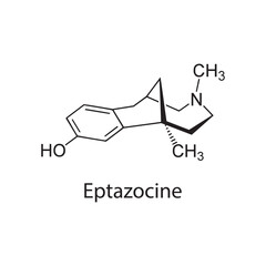 Eptazocine molecular structure, mixed opioid receptor agonist–antagonist analgesic drug, clean scientific vector diagram, skeletal chemical formula