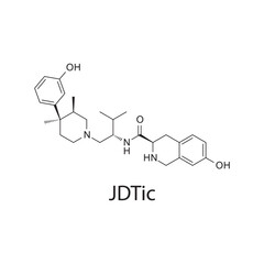 JDTic molecular structure, selective κ-opioid receptor antagonist experimental drug, clean scientific vector diagram, skeletal chemical formula