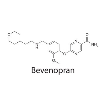 Bevenopran molecular structure, peripherally acting &mu;-opioid receptor antagonist drug, clean scientific vector diagram, skeletal chemical formula