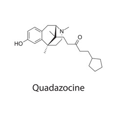 Quadazocine molecular structure, opioid receptor antagonist benzomorphan drug, clean scientific vector diagram, skeletal chemical formula