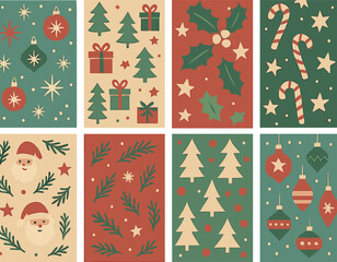 Christmas Retro Set: 8 seamless patterns for design