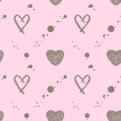 Decorative Pattern With Hearts and Dots on a Soft Pink Background Perfect for Various Crafts and Designs