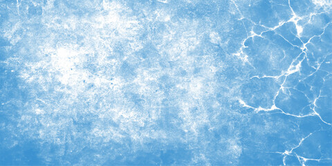 Blue water surface background texture with winter ice and frozen crystal snowflake pattern