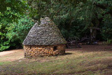 Cabane du Breuil, or bories, old small stone huts in the Dordogne region of France