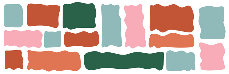 Retro text box comment abstract round colorful pastel organic natural blob blot irregular form shape. Wavy vector speech curvy bubbles for text