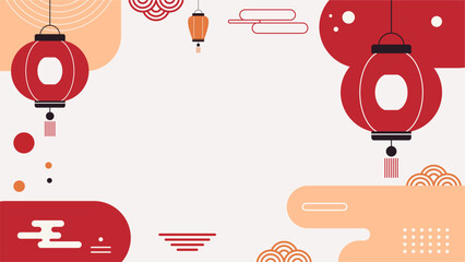 Minimalist Pastel Lanterns Floating – Chinese New Year Vector Background