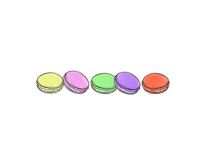 Set watercolor style colorful macarons dessert illustration 