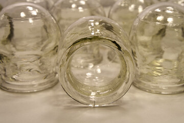 Glass medical cups for medical purposes, rehabilitation, increasing blood flow
