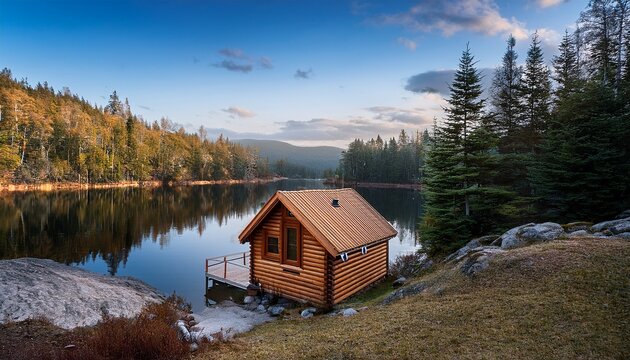 cozy cabin by a serene lake