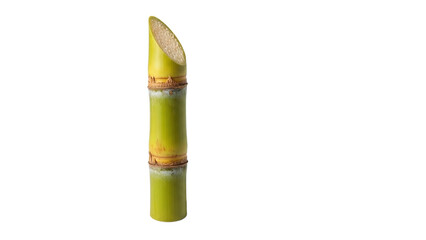 Segment of Green Sugarcane with Nodes isolated on a transparent background