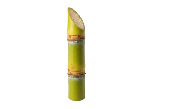 Segment of Green Sugarcane with Nodes isolated on a transparent background