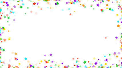 colorful stars confetti frame border isolated on transparent background, png birthday party overlay celebration social media design element	