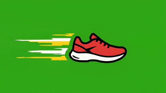 Red Running Sneaker Icon Showing Fast Motion.
