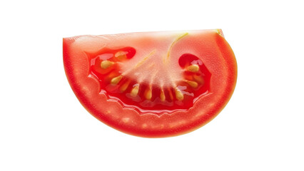 Slice of Red Tomato with Seeds and Pulp fresh vegetable isolated on a transparent background