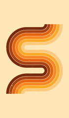 Retro groove poster with a stripe rainbow, painted in warm boho colors with texture.