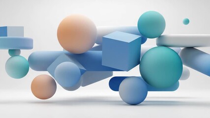 Abstract geometric shapes floating on white background artistic design - Powered by Adobe