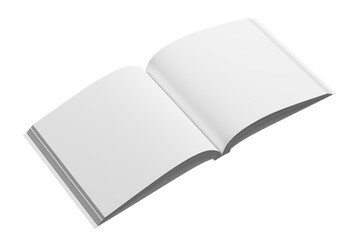 Square Softcover Book White Blank 3D Rendering Transparent Background Mockup PNG