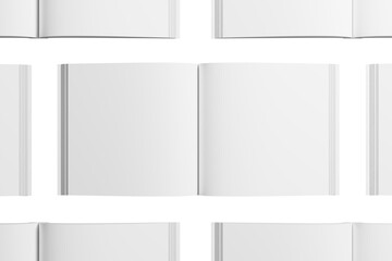 Square Softcover Book White Blank 3D Rendering Transparent Background Mockup PNG