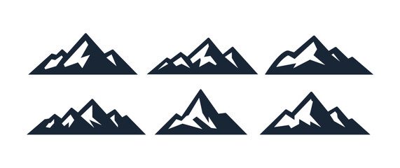Mountain logo vector icon illustration. Peak mountain snow range silhouette abstract outdoor symbol icon