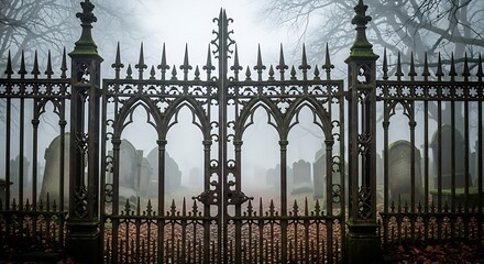 Historic European church entrance featuring an old wrought iron gate, stone facade, and gothic architecture in a medieval city