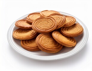 senbei on white platter isolated on white background