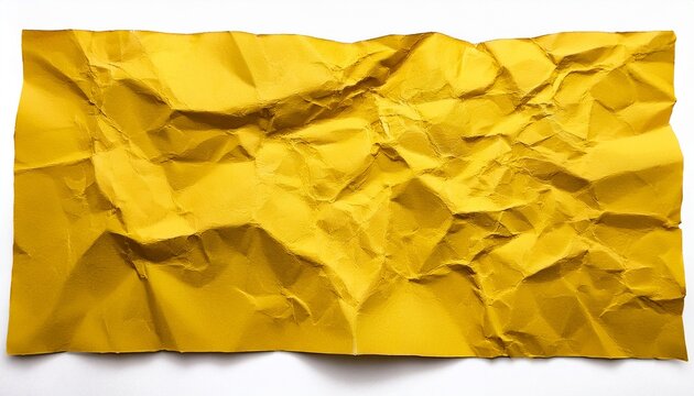 a single crumpled sheet of blank yellow paper with a wrinkled texture and a torn edge