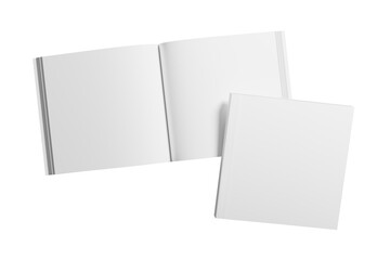 Square Softcover Book White Blank 3D Rendering Transparent Background Mockup PNG