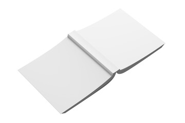 Square Softcover Book White Blank 3D Rendering Transparent Background Mockup PNG