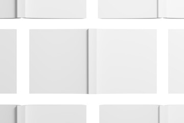 Square Softcover Book White Blank 3D Rendering Transparent Background Mockup PNG