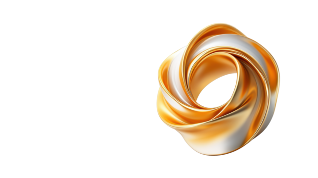 Golden Abstract Decorative Element on Transparent Background