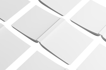 Square Softcover Book White Blank 3D Rendering Transparent Background Mockup PNG