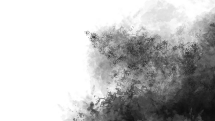 Wisps of white smoke swirling against a stark black background