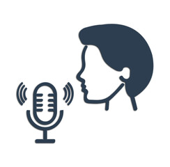 Profile Silhouette with Microphone and Sound Waves – Voice Command Icon