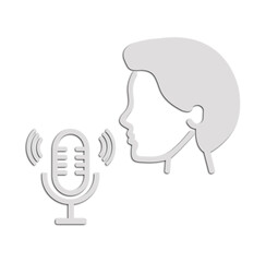 Minimalist Line Art Head Profile with Microphone – Voice Command Icon