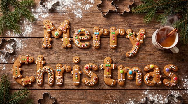 Festive Gingerbread 'Merry Christmas' Display - Powered by Adobe