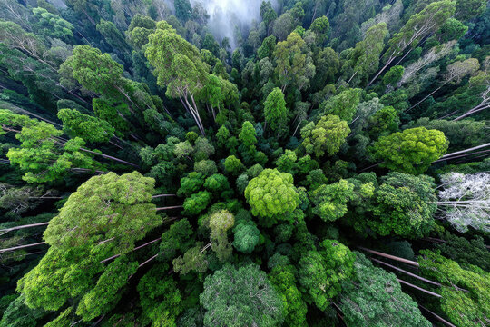 Aerial view of lush green forest canopy