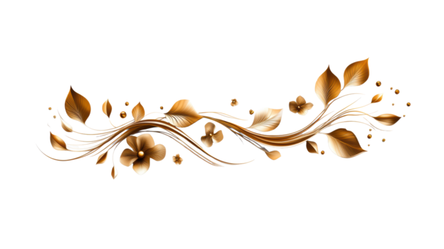 Elegant Golden Decorative Element on Transparent Background