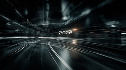 A dynamic visual representation of rapid advancement in global technology and IT 2026, showcasing speed and progress