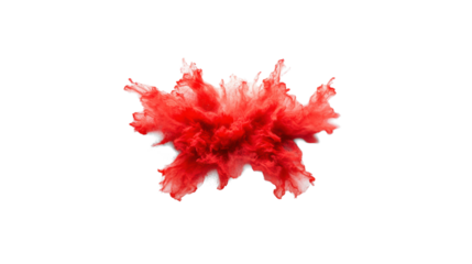 Red Ink Explosion on Transparent Background