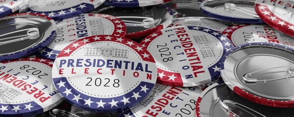 USA presidential election 2028 round badges - 3D illustration