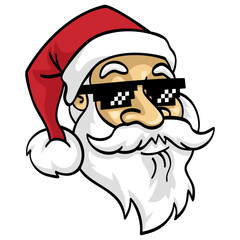 Santa Claus Cool Swag Sunglasses Cartoon Character Design Mascot Christmas Illustration