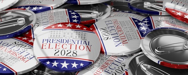 USA presidential election 2028 round badges - 3D illustration