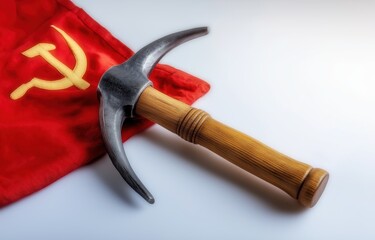 Hammer and sickle on a red flag represent their historical significance and symbolism