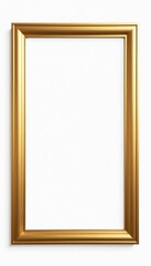 Golden picture frame on white background