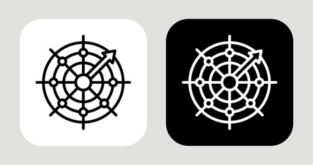 Insight Radar Icon In Black and White Line Style